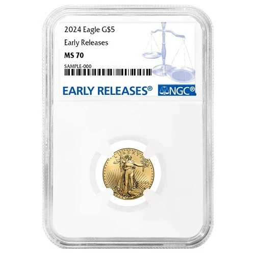 2024 $5 American Gold Eagle 1/10 oz NGC MS70 ER Blue Label