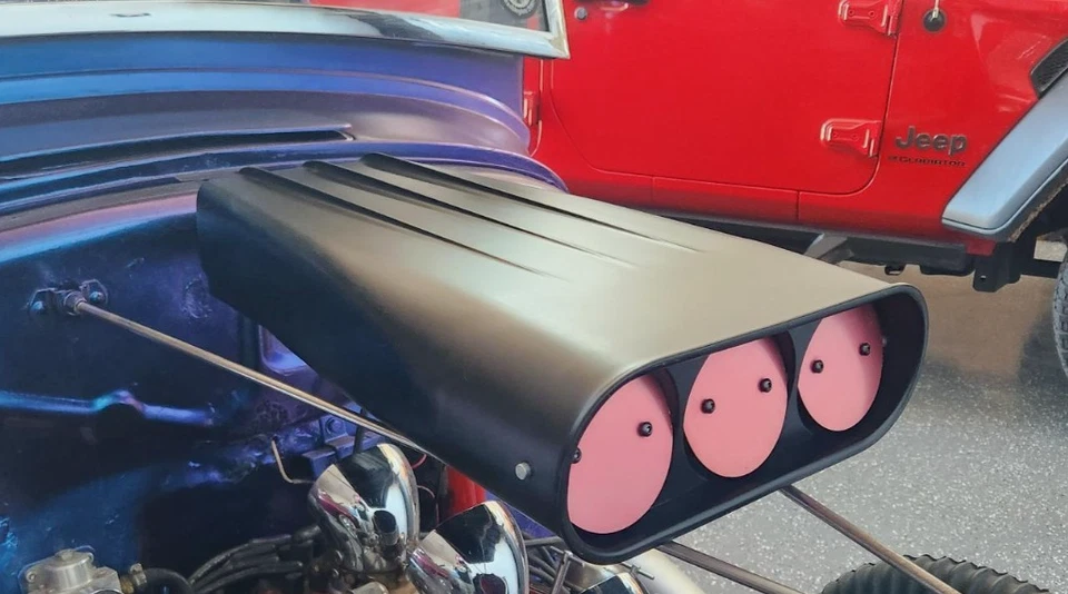 VTG! Mr. Gasket Large Street Scoop Custom Powder Coated Flat Black Hot Rat Rod - Image 2 of 4