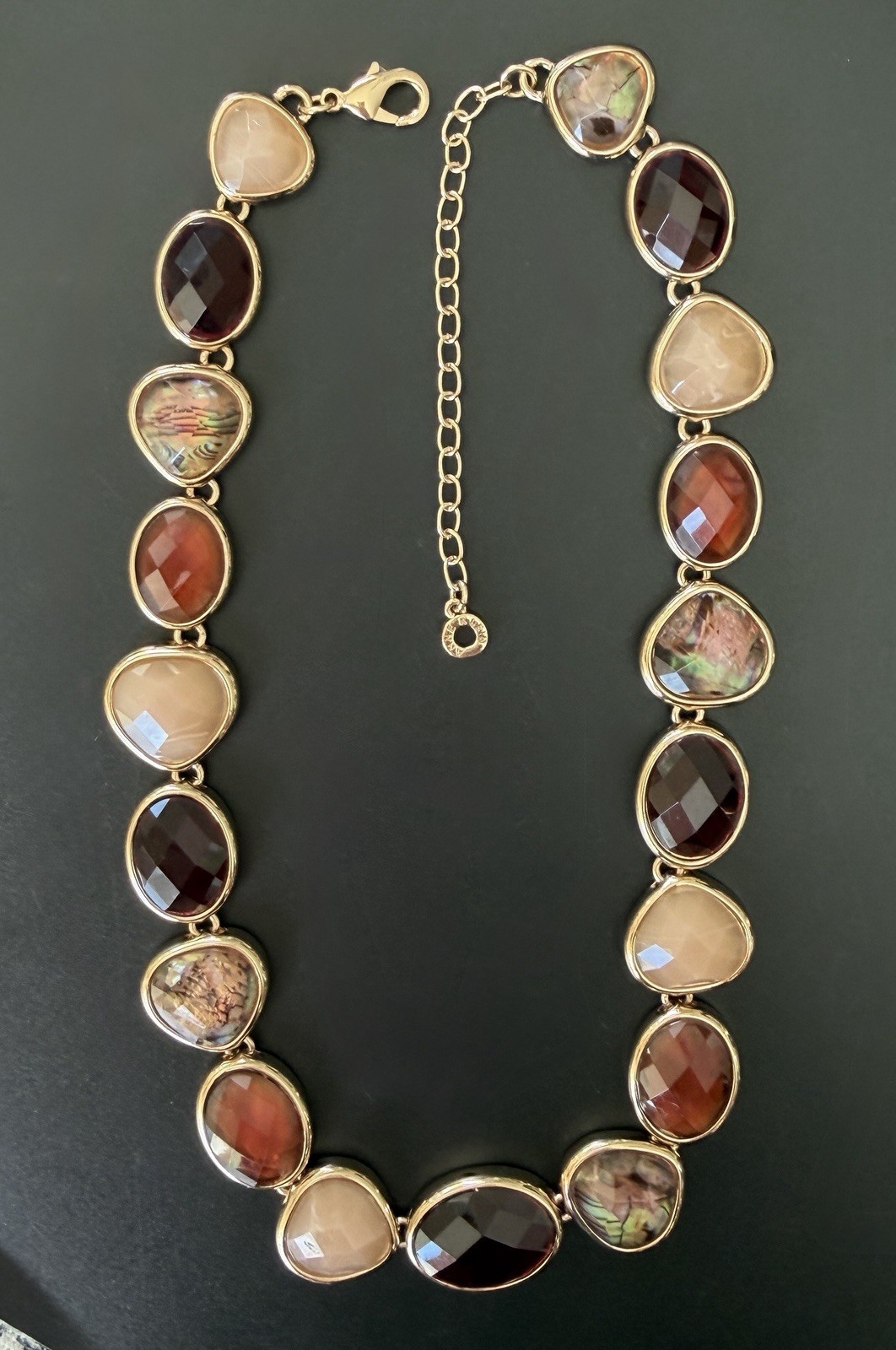 Anne Klein Multi Stone Abalone Shell Necklace Gol… - image 12