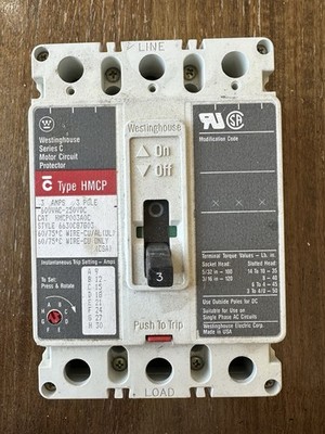 Westinghouse Series C Motor Circuit Protector 3 Amp 3 Pole