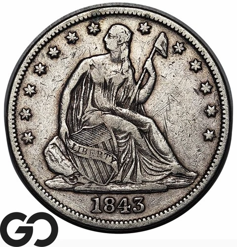 1843 Seated Liberty Half Dollar, Choice VF++
