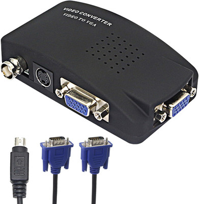 BNC to VGA Video Converter, S-Video Input to VGA Output, Supports PAL/NTSC, E...