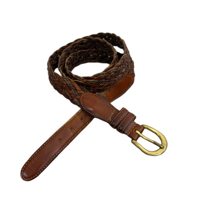 Coach Braided Leather Belt in British Brown Size 41” Coach 3850 British Tan Leather Belt Mens 40 Brass Buckle  main image 2