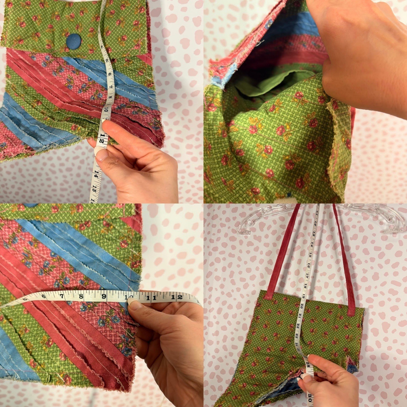 Handmade Patchwork Small Crossbody Bag Green Flor… - image 3