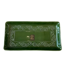Maioliche Jessica Serving Tray Platter 12in Green Stoneware Made in Italy NEW