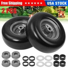2Pcs 11x4.00-5'' Lawn Mower Tire on Wheel Flat Free Smooth Tread Tire Zero Turn