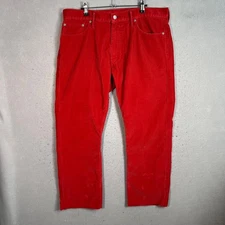 Levis 514 Mens Size 36 x 32 Red Corduroy Straight Fit Pants