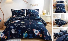 2 Piece Kid Comforter Set Size, Space Rocket Bedding Set for Twin Space Ship