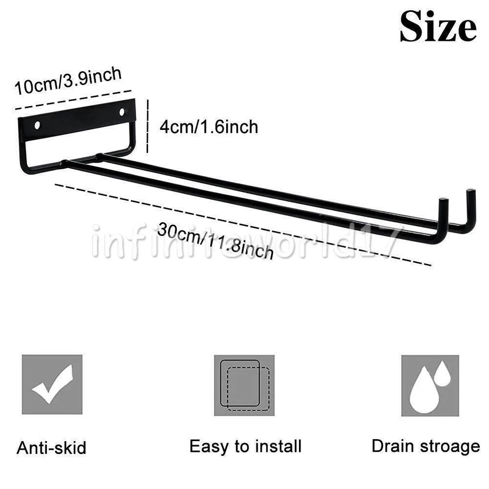 Set of 4 Wine Glass Holder Glasses Storage Rack Kitchen Drying Display UK - Image 4 of 4