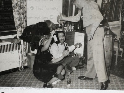 Vintage Photo 1950 s Party Scene Drunk Friends Beer Bottles Bar Interior