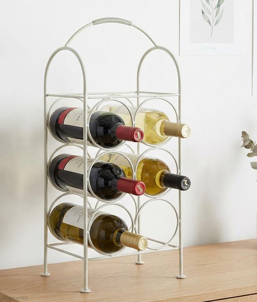 Weinregal Metall Weiß Flaschenregal FüR 6 Flaschen Standregal Vintage-Stil-image