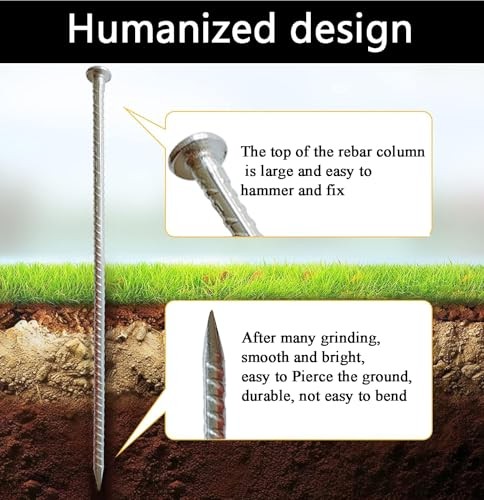16 Inch Rebar Stakes 14 Pack - 0.5 Inch Diameter Threaded 16IN 14 Pack
