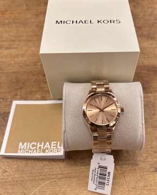 Michael Kors MK3513 Mini Slim Runway Rose Gold Tone Stainless Steel Womens  Watch - Main Image