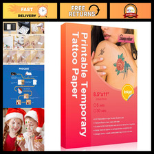 Printable Temporary Tattoo Paper for Inkjet Printers - 30 Sheets, 8.5"x11", DIY