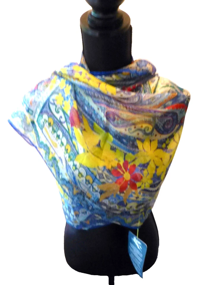 Etro Bufanda Mantón Envoltura Azul Lima Mezcla Seda Estampado Etro Oblongo 15 Nuevo con Etiquetas Foto 2 de 4