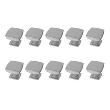 10PK Silver Square Kitchen Cabinet Knobs, Zinc Solid Drawer Pulls Hardware
