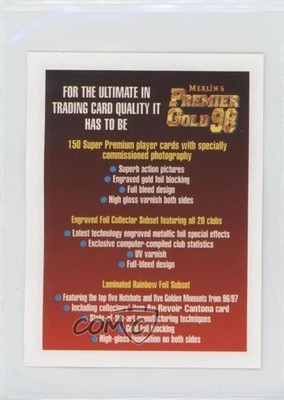 1997-98 Merlin Premier Gold Ad Card For the Ultimate in Trading Quality 01ey