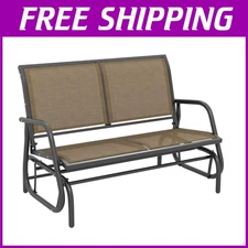 Outdoor Glider Bench Loveseat, Light Brown