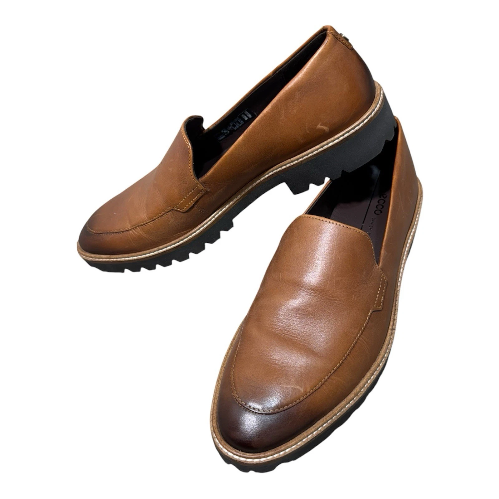 Mocassini slip on ECCO donna incise su misura in pelle taglia 39 US 8 8 5 stretti