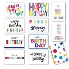 100 Bulk Birthday Cards, Cardstock, 5x7 Inch, 10 Designs