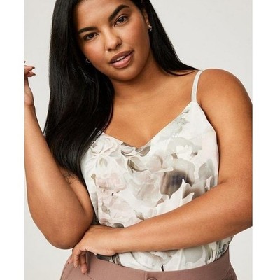 Torrid Sophie Floral Print Camisole Cami Tank Top White Pink Gray Size 2