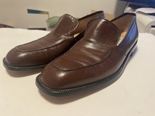 Raimondi Linea Elite Mens 9 Brown Leather Slip On Oxford Dress Shoes Square Toe