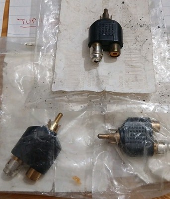 Audio Connectors Adapter Plug RCA Y Splitter AV Audio Converter 1M-2F Lot Of 3