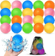 24PCs Reusable Water Balloons for Kids Adults Refillable Water Splash Balls Toys