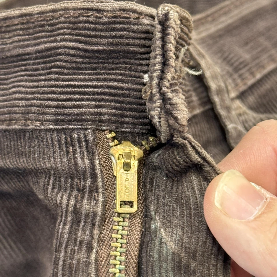 Rustler Pants Mens 36x30 Brown Corduroy Straight Leg 5-Pocket Talon 70s USA - Image 3 of 4