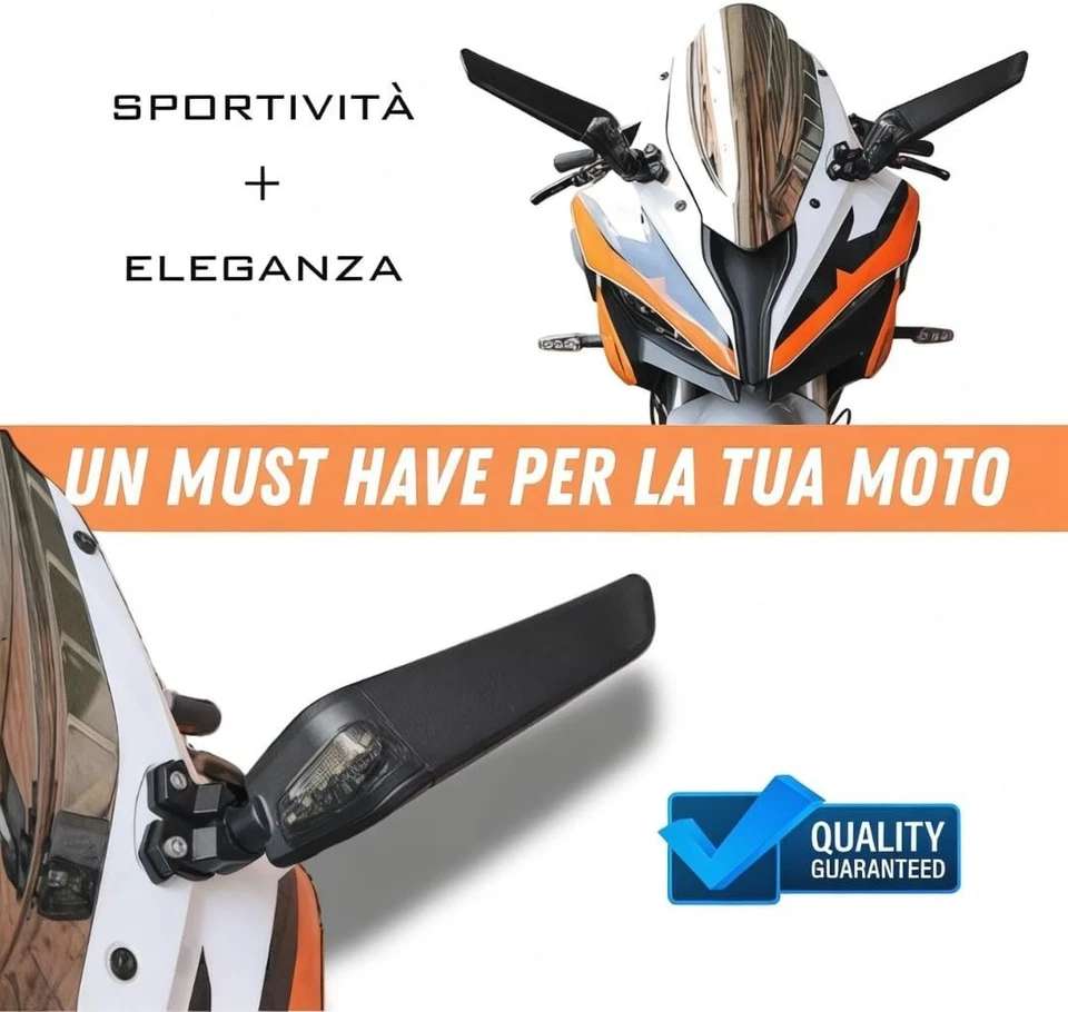 Specchietti Retrovisori Moto Universali con Frecce LED, Design Aerodinamico - Imagen 2 de 4