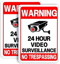 2 Pack No Trespassing Signs Private Property - 24 Hour Video Surveillance, Refle