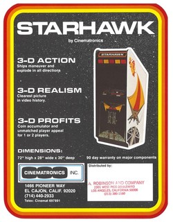 Starhawk Cinematronics Video Arcade Flyer / Brochure / Ad - Excellent /