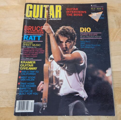 Guitar Magazine December 1984 Bruce Springsteen Cover Chris Squire Dio Poster - Picture 1 of 3