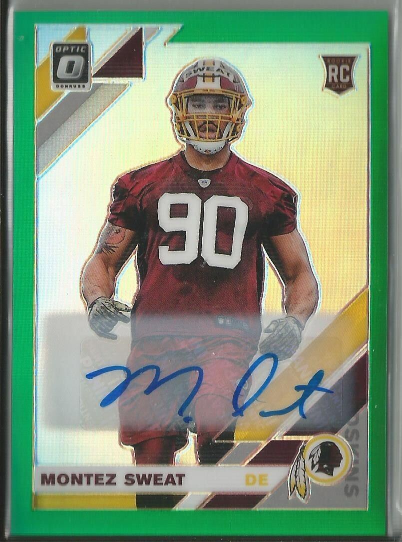 Montez Sweat 2019 Donruss Optic Rookie Auto Green Prizm 2/5 SSP!