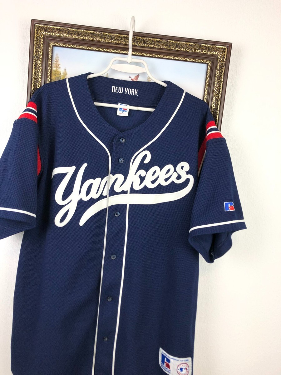 New York Yankees ユニフォーム 90s Lサイズ mlb Vintage 90's New York Yankees Jersey MLB Mens Blue Baseball Shirt