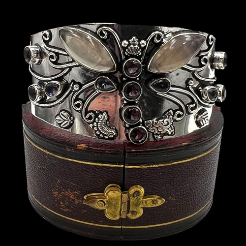 Bracelet Vintage En Argent 925 Et Améthyste - Longueur 19 Cm - Poinçon Crabe - Occasion