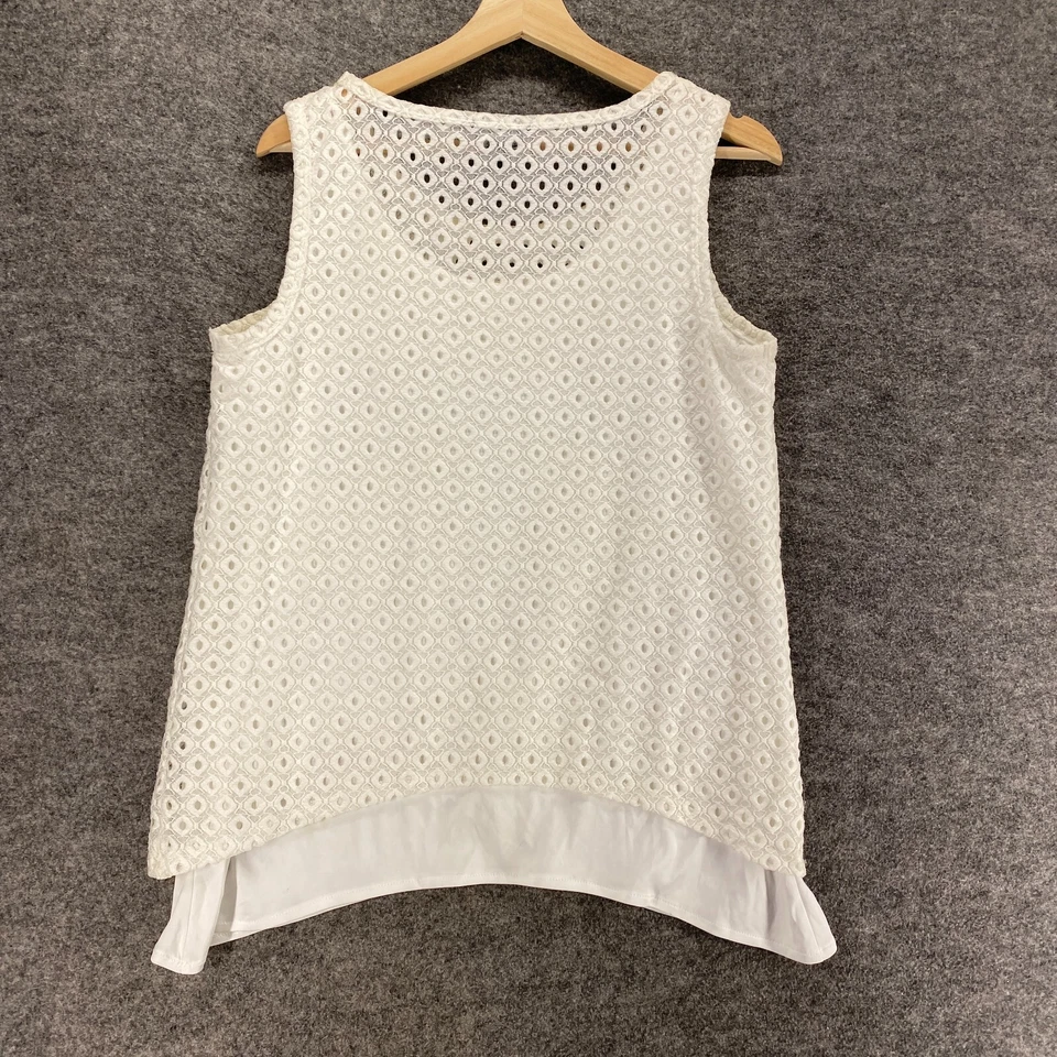 Blusa Simply Vera Wang Mujer M Mediana Blanca Geométrica Forrada a Crochet Informal Foto 2 de 4