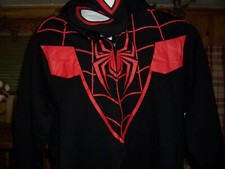 SPIDERMAN BOYS ZIPPER HOODED JACKET SIZE XXL 18 BLACK SUPERHERO COAT WARM NEW