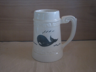 Old Spouter Made on Nantucket 6'' Tankard Ceramic Pottery Mug Whale Vintage
