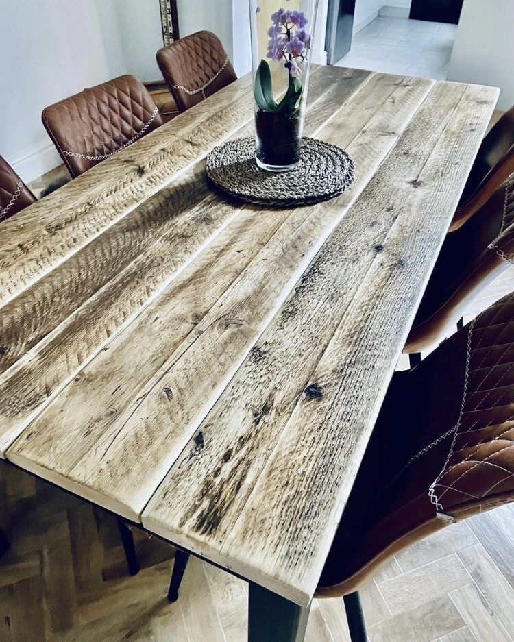 Dining Table 180cm Steel Reclaimed Wooden Rustic Farmhouse Industrial Bespoke