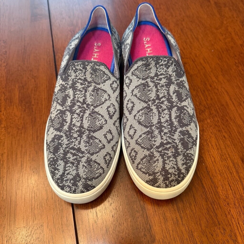 Rothy's The Original Slip On Sneaker Gray Snake Print Size 9.5