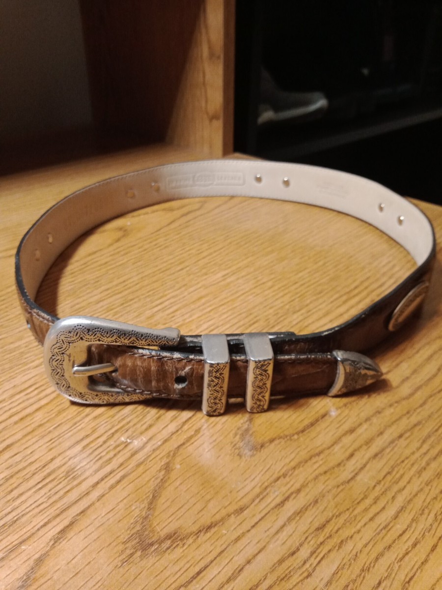Fossil Genuine Leather Belt Croco Embossed Cowhide Brown  display picture 2