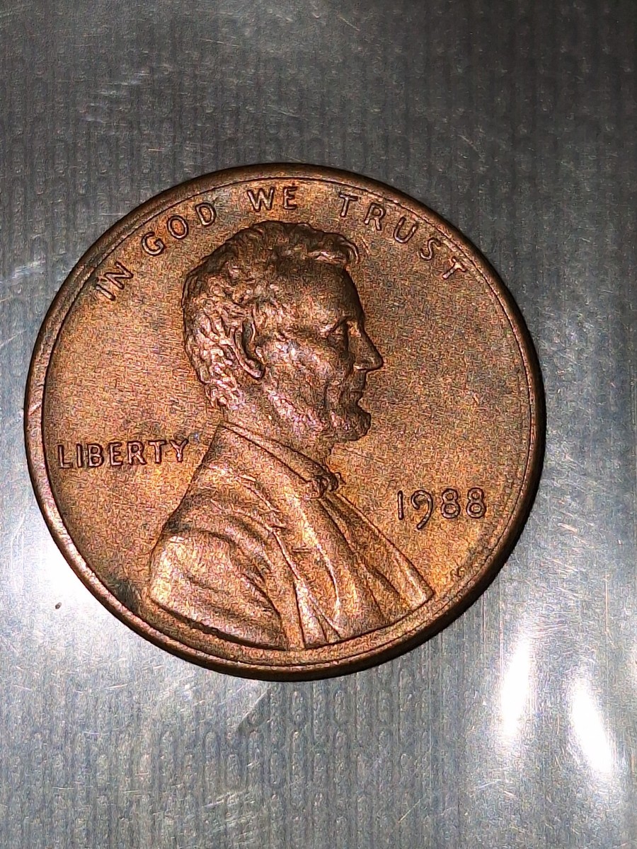 1988 no mint lincoln penny wide am die crack thru memorial