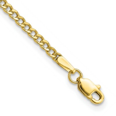 Echte 10kt Gelbgold 2,5 mm halbmassive Panzerkette Gliederkette Kette Armband; 7 Zoll