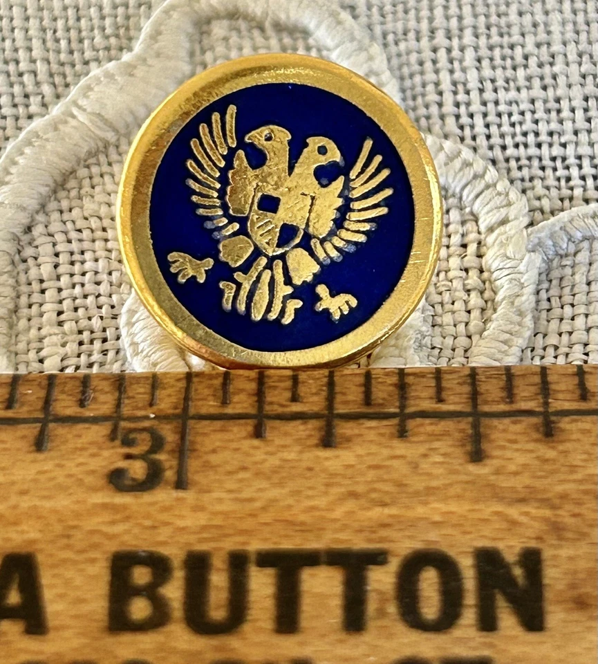 Vintage Two-headed Eagle w/Shield Gilt Button. Thick Dark Blue Paint 9/16 " - Image 2 of 4