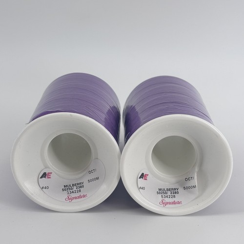 Lot Of 2 A&E Signature MULBERRY Thread 50250 / 2380 5000M #40 534228 Purple - Picture 2 of 3