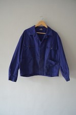 Vintage French Work Chore Jacket Washed Distressed Faded Size M-L Blue Cotton #3