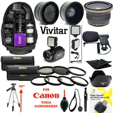 Canon VIXIA HF R800  GIANT HD ACCESSORIES KIT BACKPACK TRIPOD MICROPHONE LENSES 