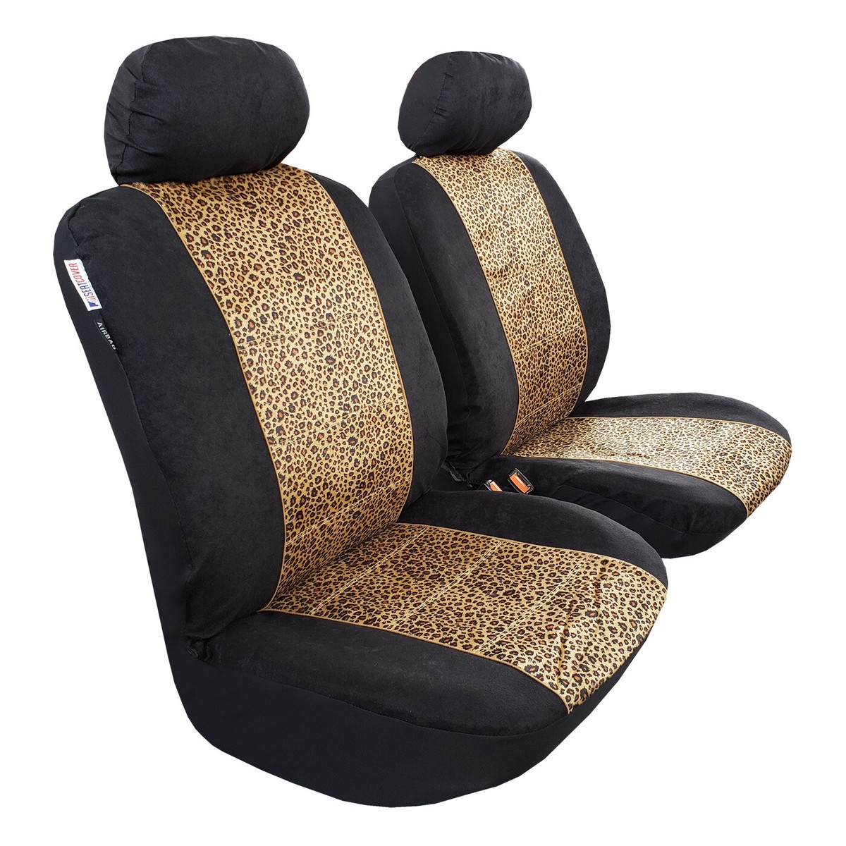 For Honda Civic 2013 Front Seat Covers Extra Warm Leopard Velour, 2pcs