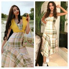 ZARA LONG PRINTED SLEEVELESS MIDI DRESS WITH V NECK AND SHOULDER STRAP NEW